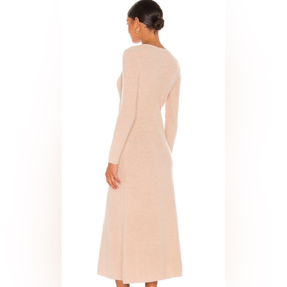 Cult Gaia Lissie Rib Knit Wrap Dress, Oatmeal Melange, XS | P2P 17 - Picture 2 of 7